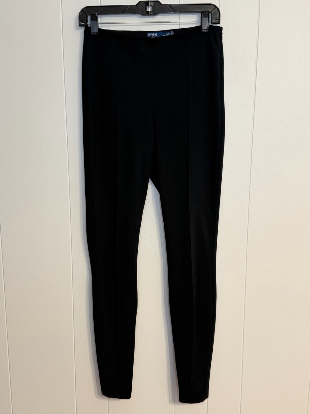 Polo Ralph Lauren Black Ponte Knit Pintuck Skinny Leggings Pants Size M